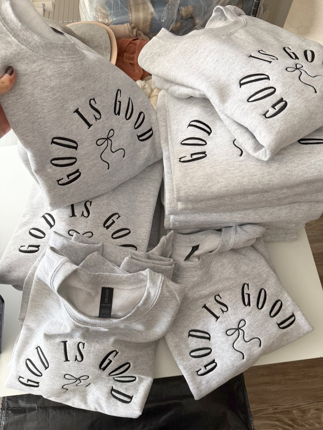 God Is Good Embroidered Coquette Bow Shirt | Faith-Inspired Women's Apparel